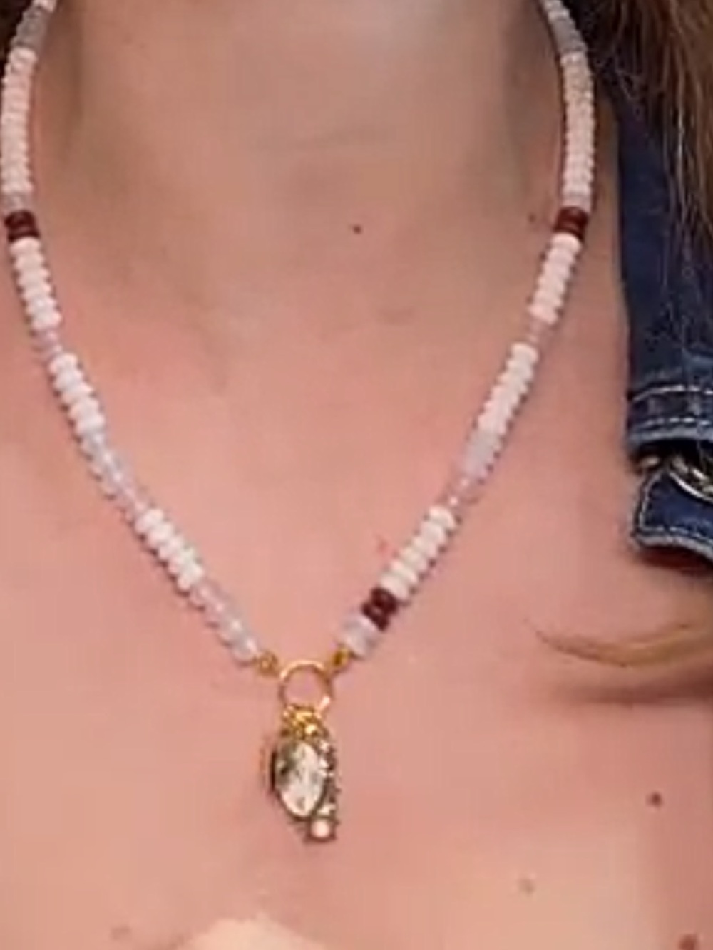 Mayamar Gold Pendant Pink Beaded Necklace - Women Jewelry